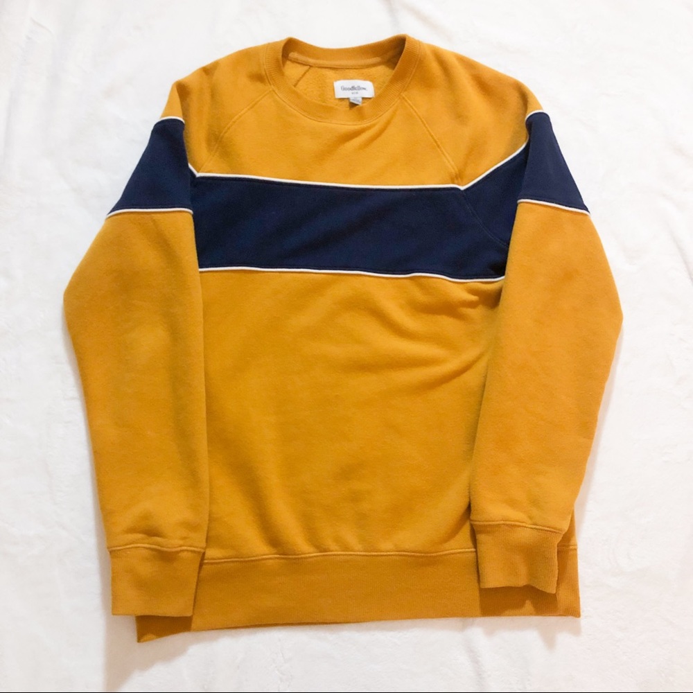 Blue and Gold Colorblock Crewneck Sweatshirt